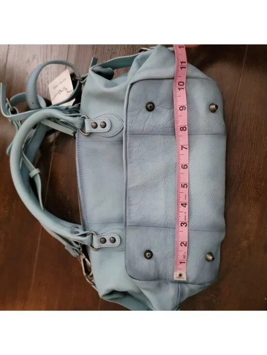 NEW Free People Baby Emerson Tote Womens Sail Blue Leather Boho Contemporary - Picture 5 of 8